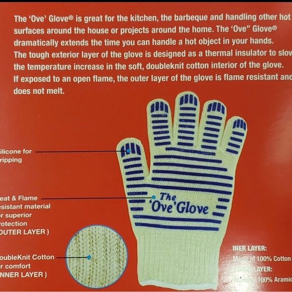 Heat & Flame Resistant Oven Glove - White with Blue - Picture 8 of 8